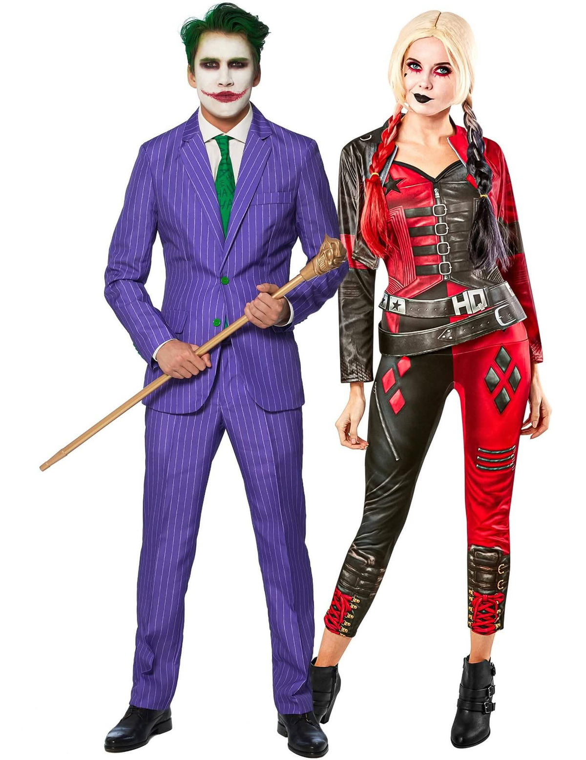 Freches Harley Quinn™ und Joker™-Paarkostüm für Erwachsene bunt