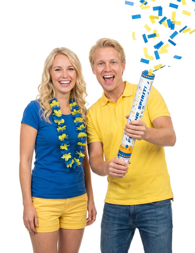 Schweden-Fan-Set: Hawaiikette und Konfettikanone