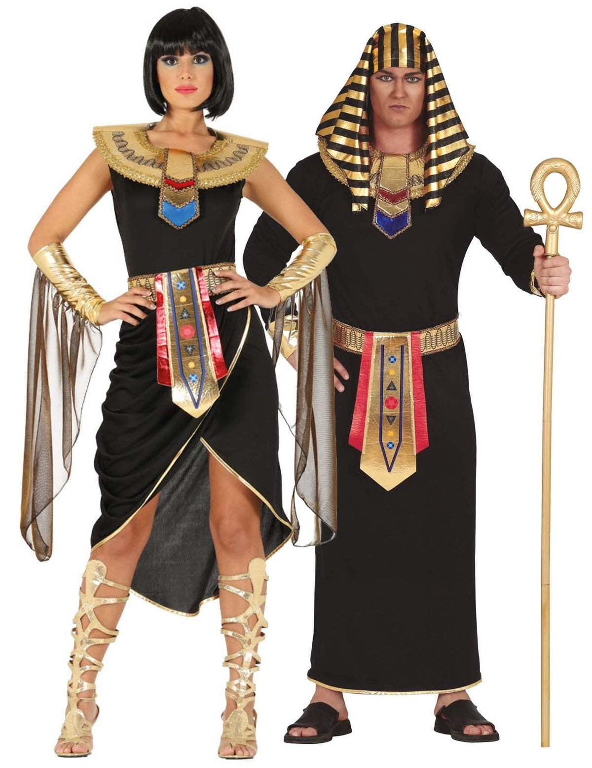 Ägyptisches-Partnerkostüm für Damen und Herren Fasching schwarz-gold