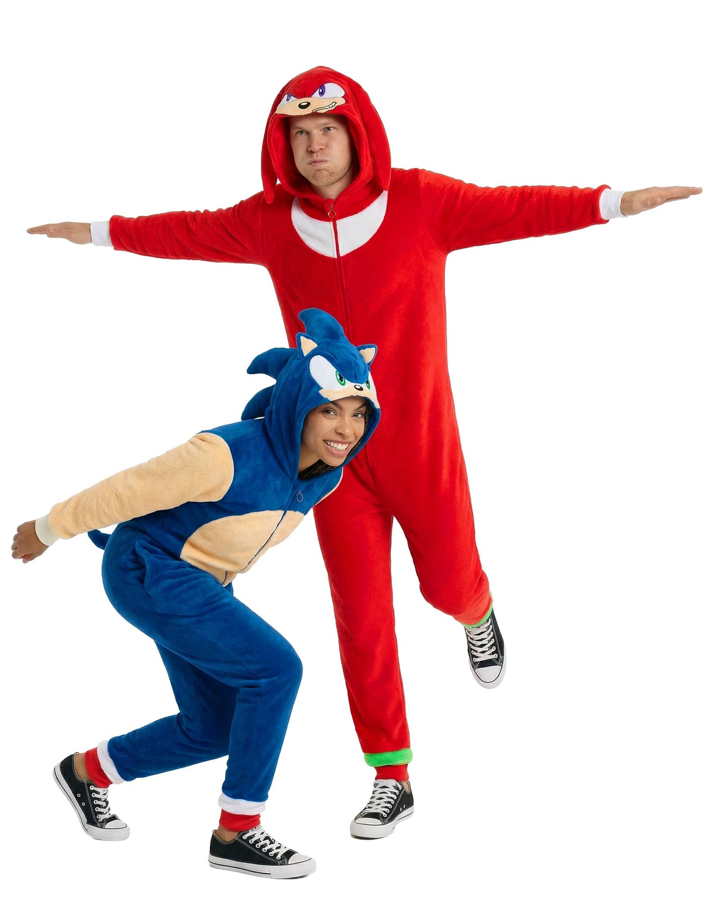 Sonic und Knuckles™ Paarkostüm Overalls für Erwachsene
