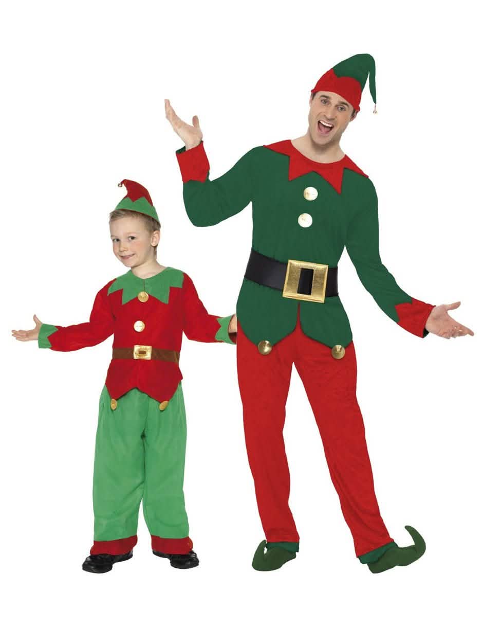 Weihnachtswichtel Paarkostüm für Vater & Sohn