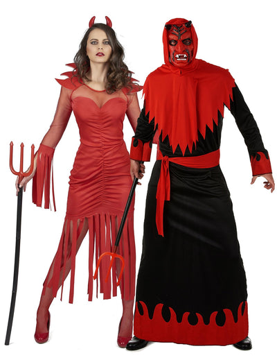 Teufel und Dämonen Paarkostüm Halloween schwarz-rot