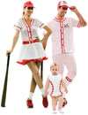 Baseball-Spieler Familienkostüm weiss-rot