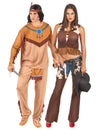 Indianer-Paarkostüm Western-Verkleidung für Erwachsene braun
