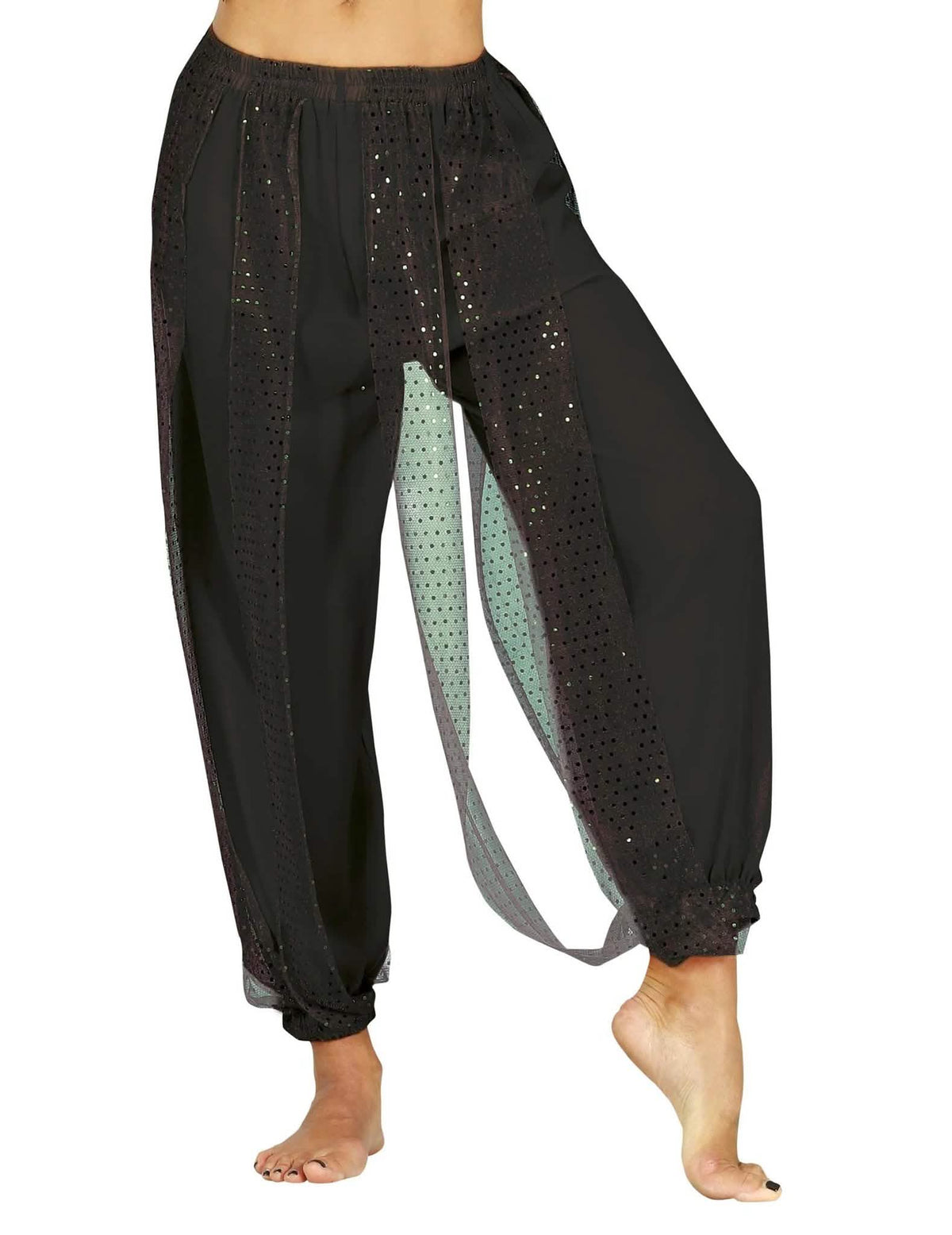 Komplettes orientalisches Tänzerinnenkostüm in Schwarz und Blau für Damen