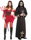 Höllisches Paarkostüm für Halloween Teufelin und Priester schwarz-rot