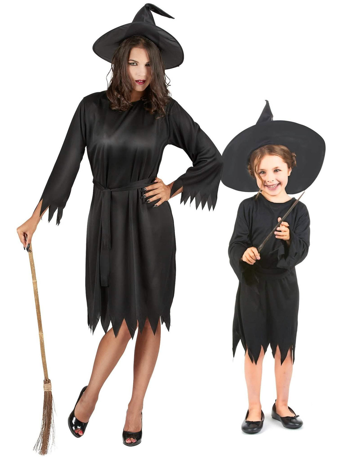 Magisches Hexenkostüm Mutter und Kind-Paarkostüm Halloween schwarz
