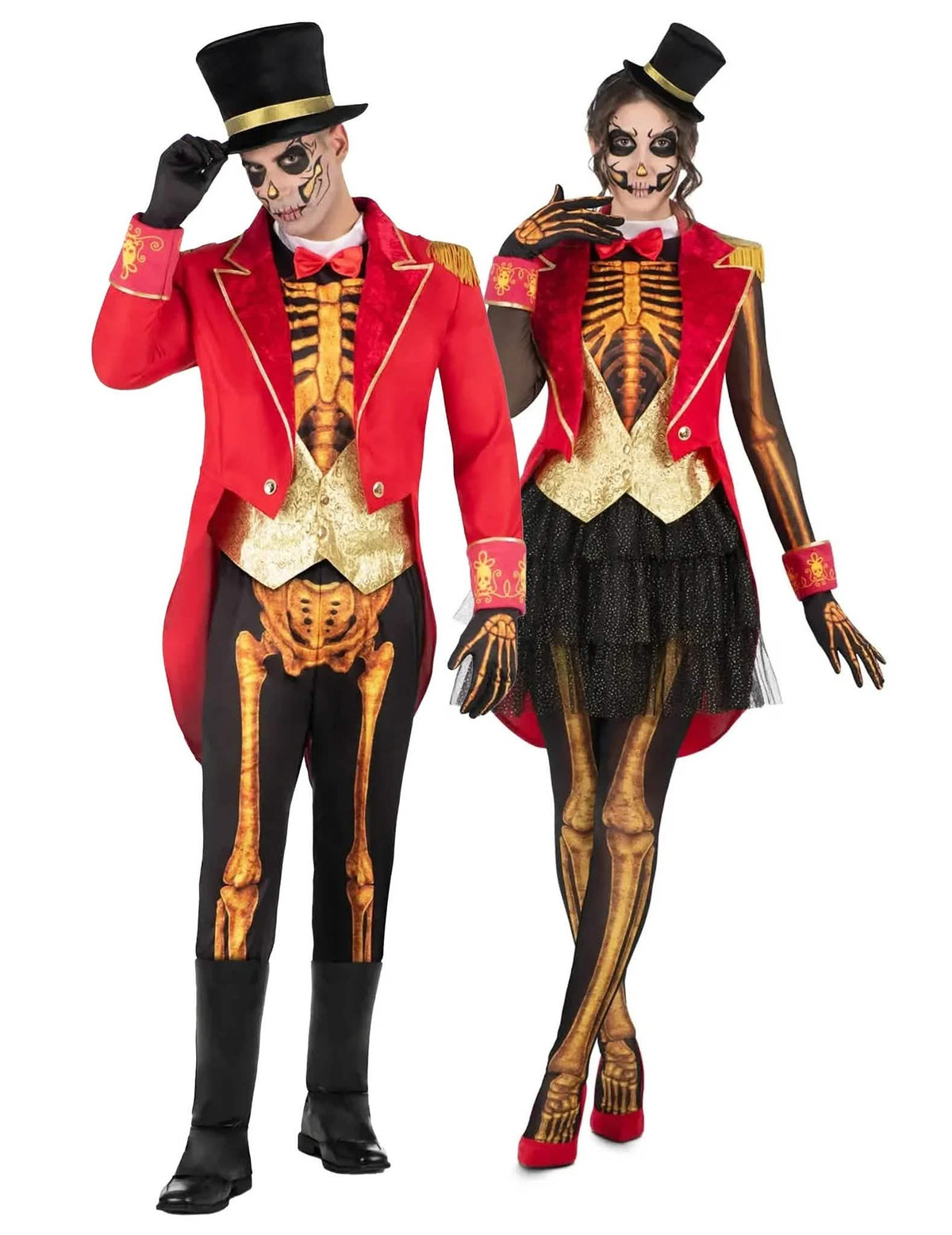 Monsieur und Madame Loyal Skelett Paarkostüm für Erwachsene