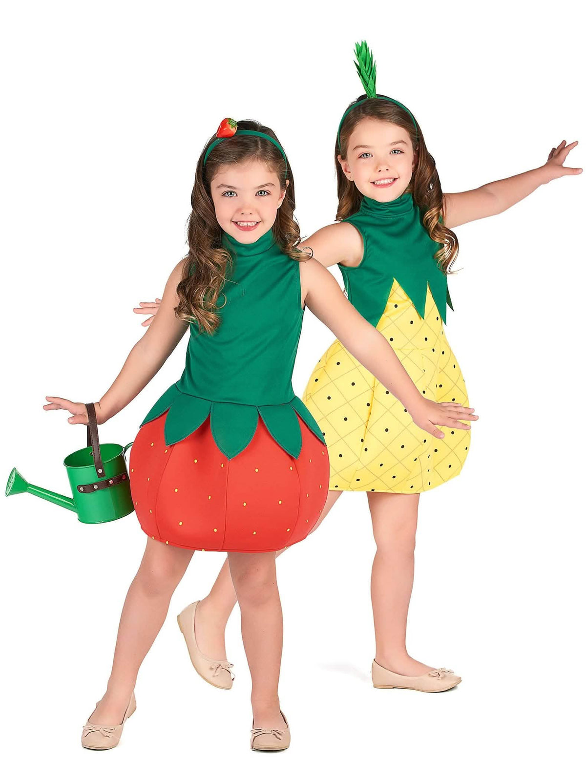 Ananas und Erdbeere Paarkostüm für Kinder rot-gelb