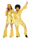 Disco Paarkostüm in gold für Erwachsene