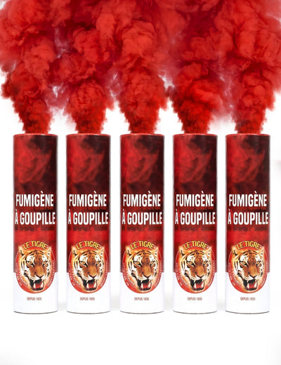 Lot 5 Fumigènes à goupille rouges 1 min