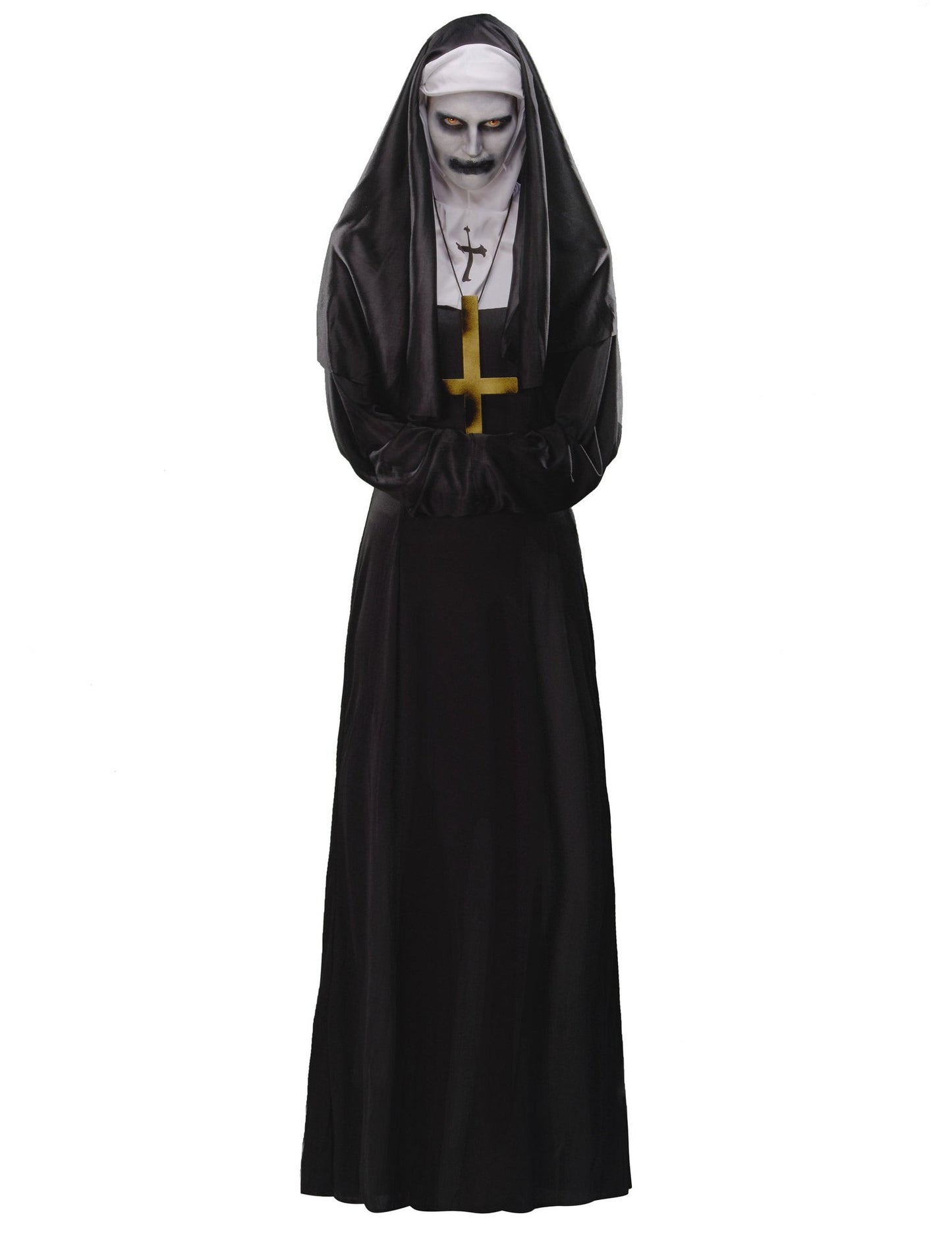 Verfluchte-Nonne Halloween-Damenkostüm-Set schwarz-weiss