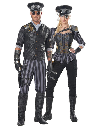 Steampunk Kapitän und Offizierin Paarkostüm