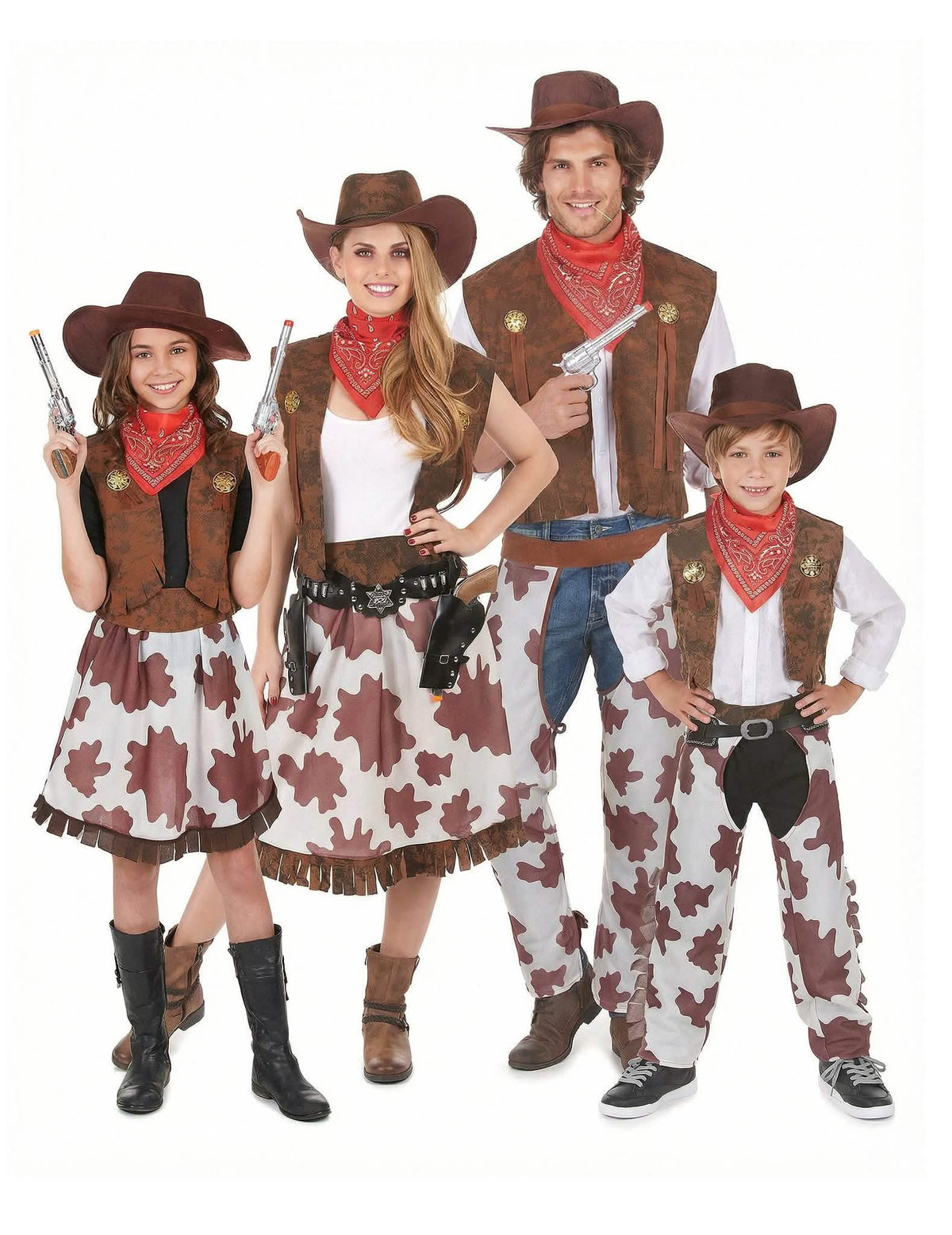 Cowboys Familienkostüm braun