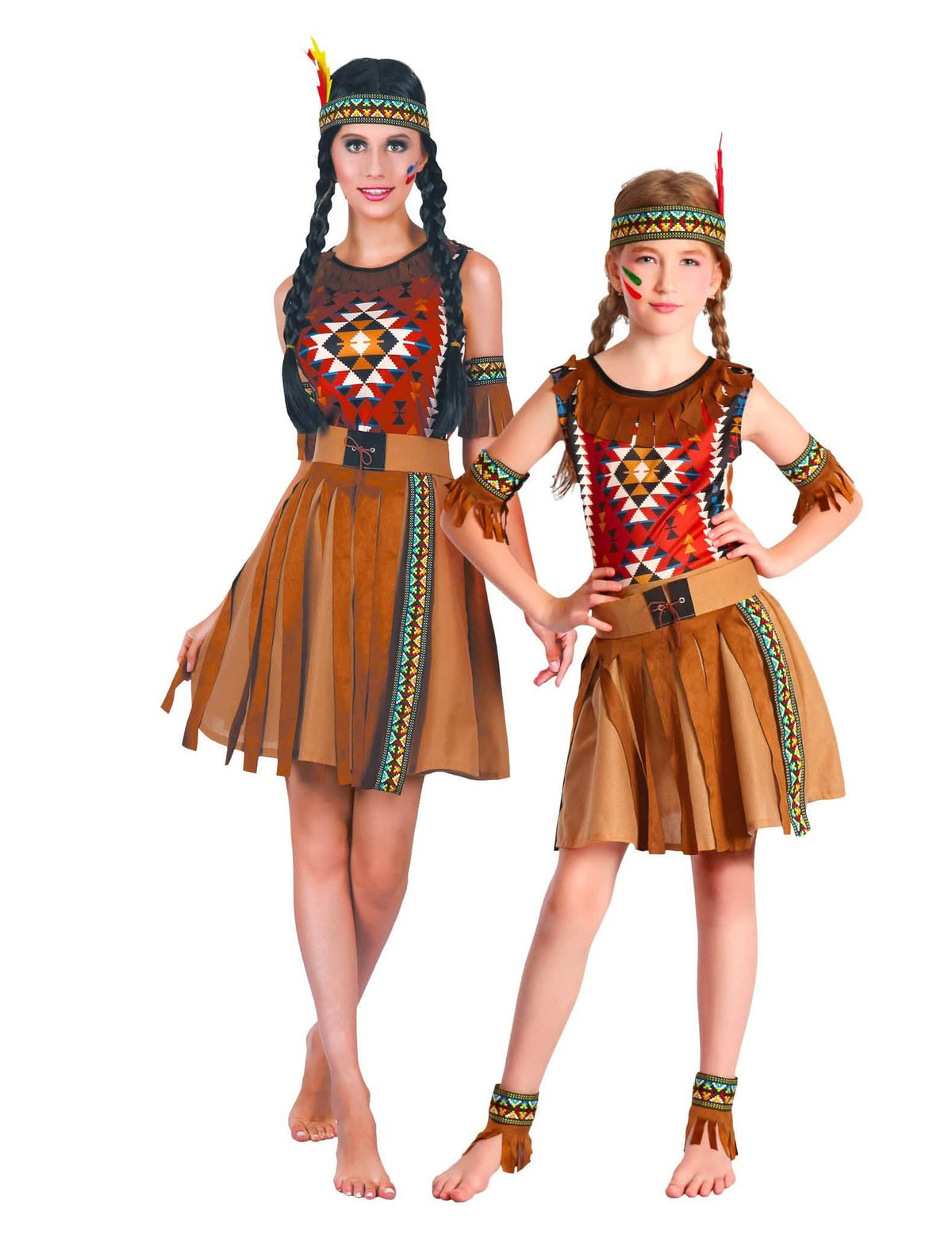 Paarkostüm Indianerinnen Mutter-Tochter braun