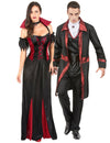 Gotisches Vampirkostüm für Paare Halloween-Verkleidung Erwachsene schwarz-rot-weiß