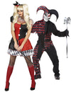 Düsteres Harlekin-Paarkostüm für Erwachsene Horror-Harlekin schwarz-rot-weiss
