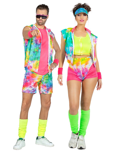 Aerobic Tie-Dye Paarkostüm für Erwachsene