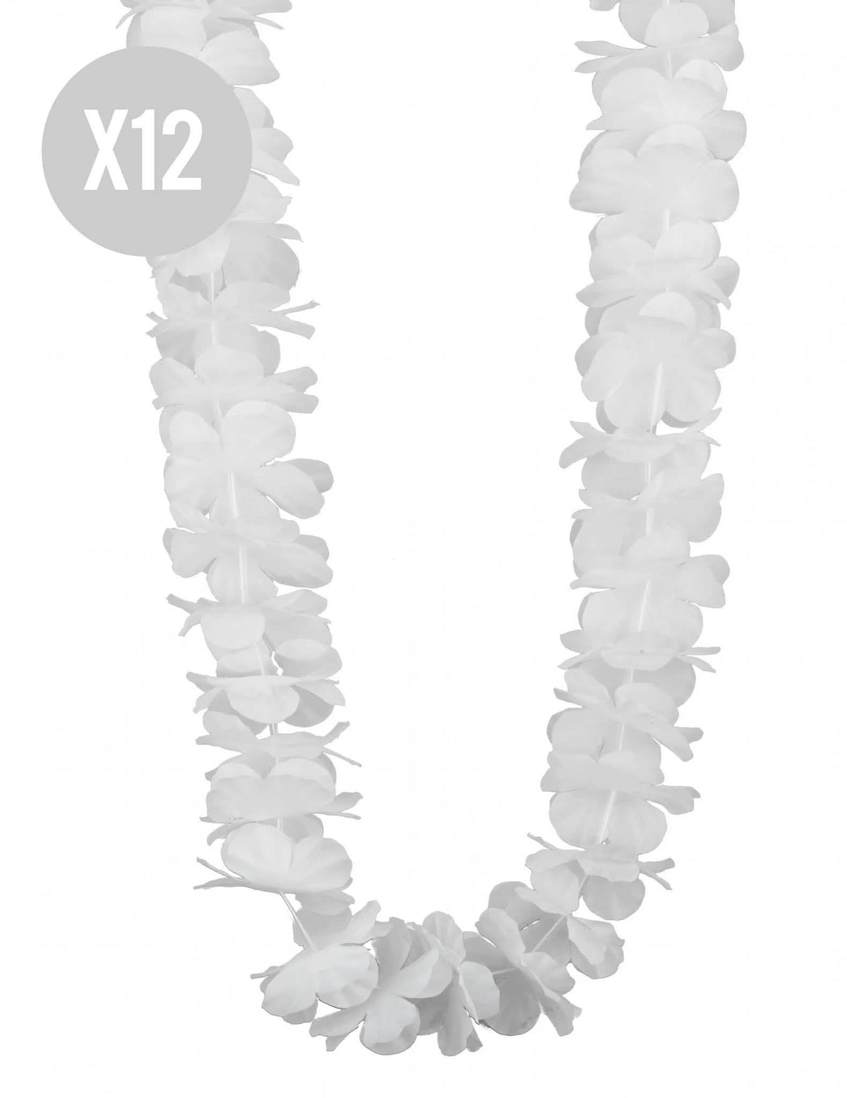 12 weiße Hawaii-Blumenketten