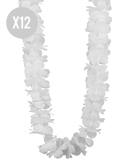 12 Colliers hawaï blanc