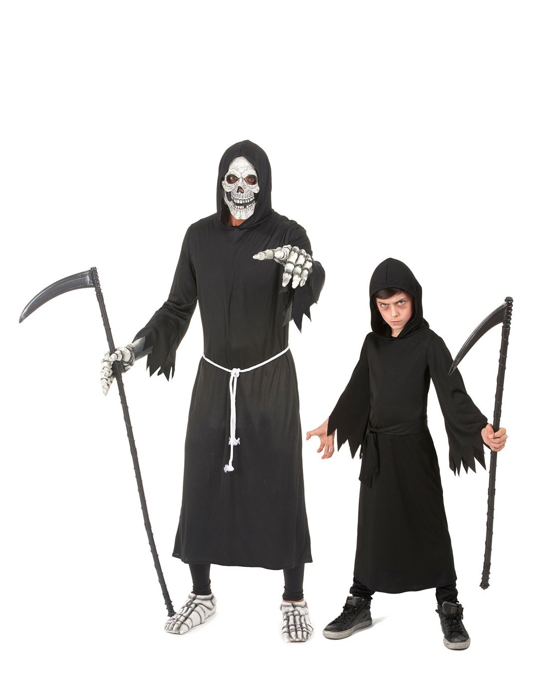 Sensenmann Paarkostüm Vater und Sohn schwarz