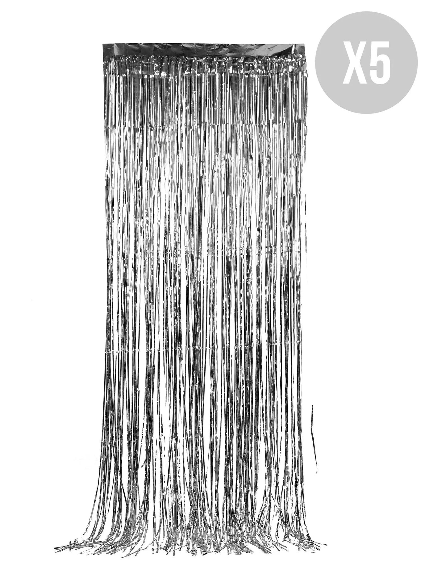 Pack de 5 rideaux scintillants argentés