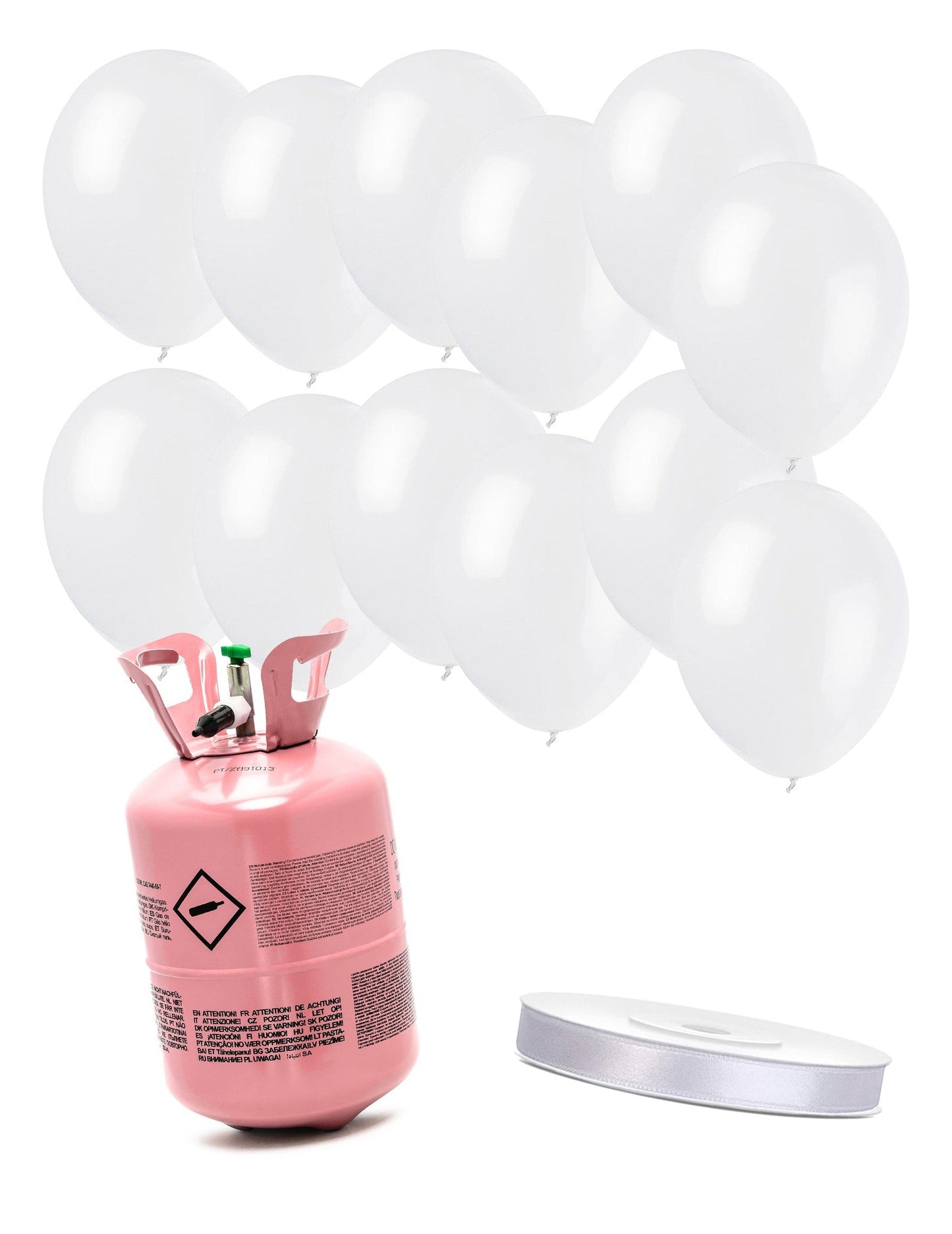 Heliumflaschen-Set mit 12 Ballons weiß