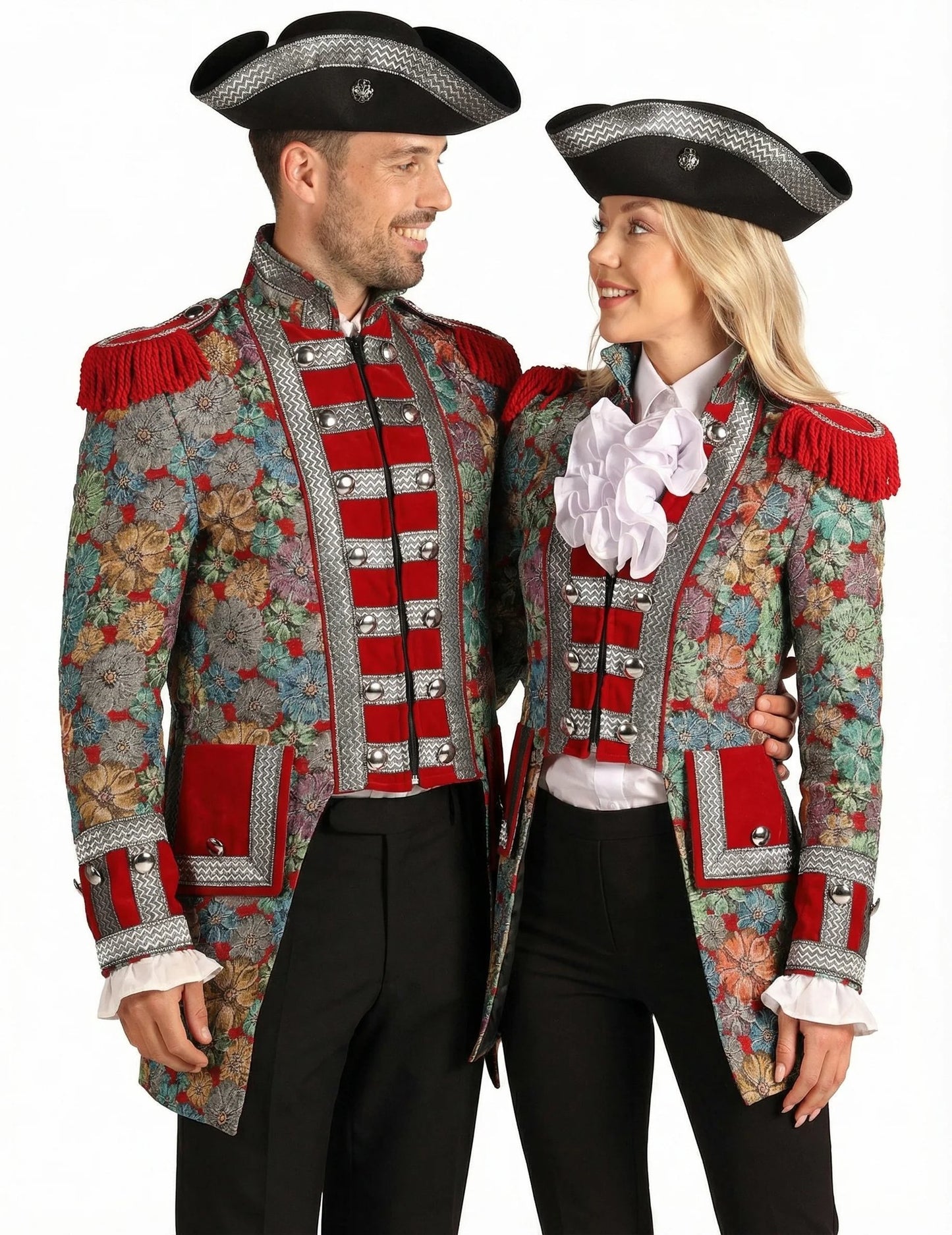 Hochwertiges Partnerkostüm Jacke mit Blumenmuster für Erwachsene