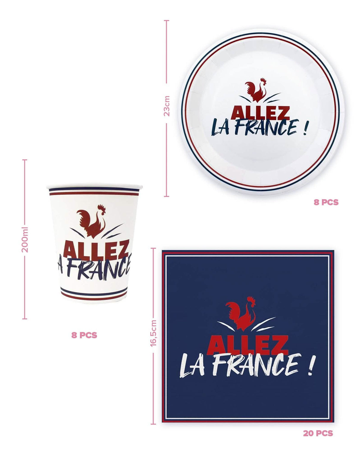 Einweggeschirr-Set Allez la France