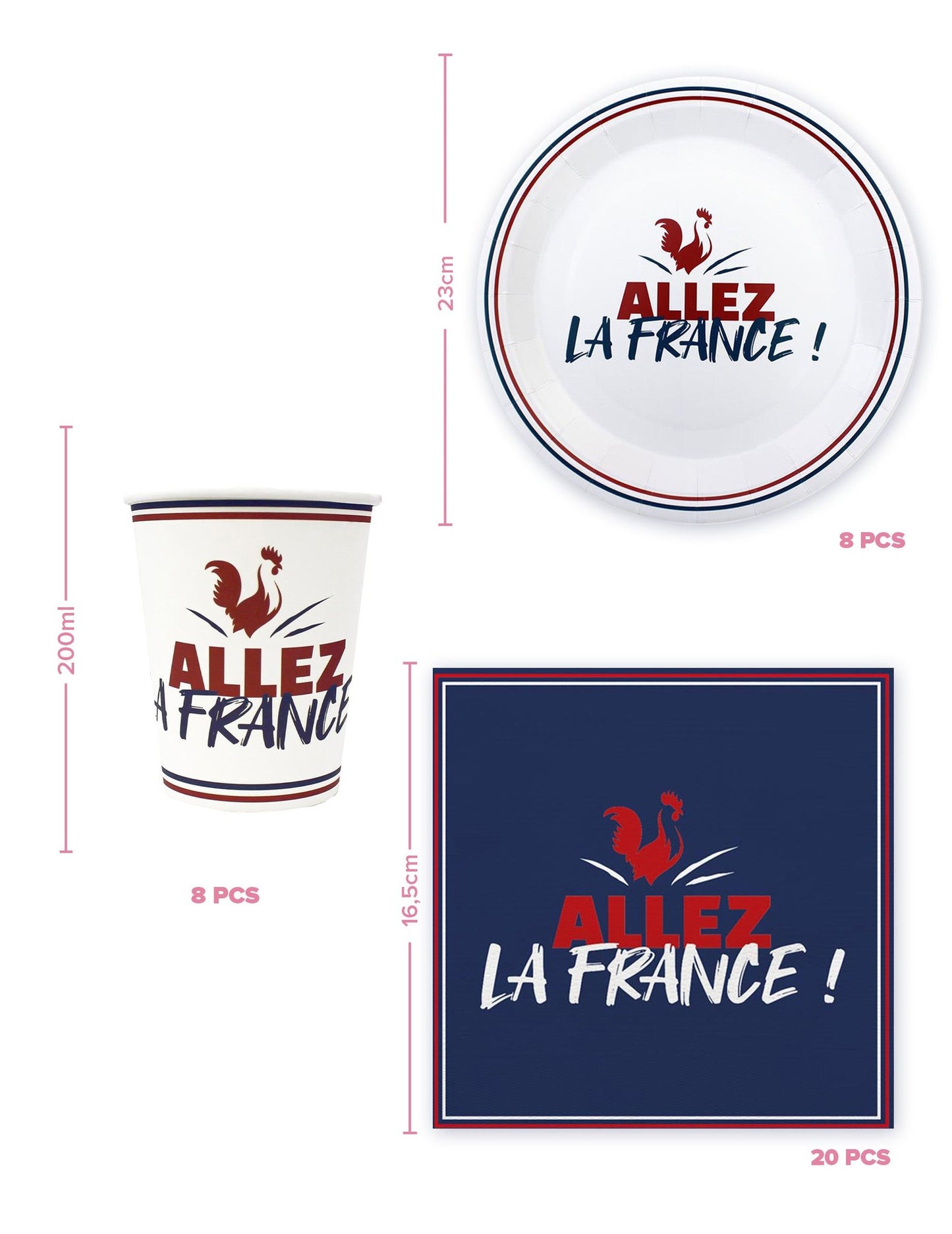 Einweggeschirr-Set Allez la France