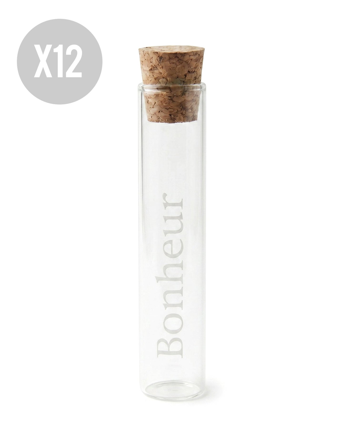 12 tubes éprouvette en verre Bonheur 10 cm