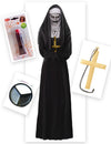 Verfluchte-Nonne Halloween-Damenkostüm-Set schwarz-weiss