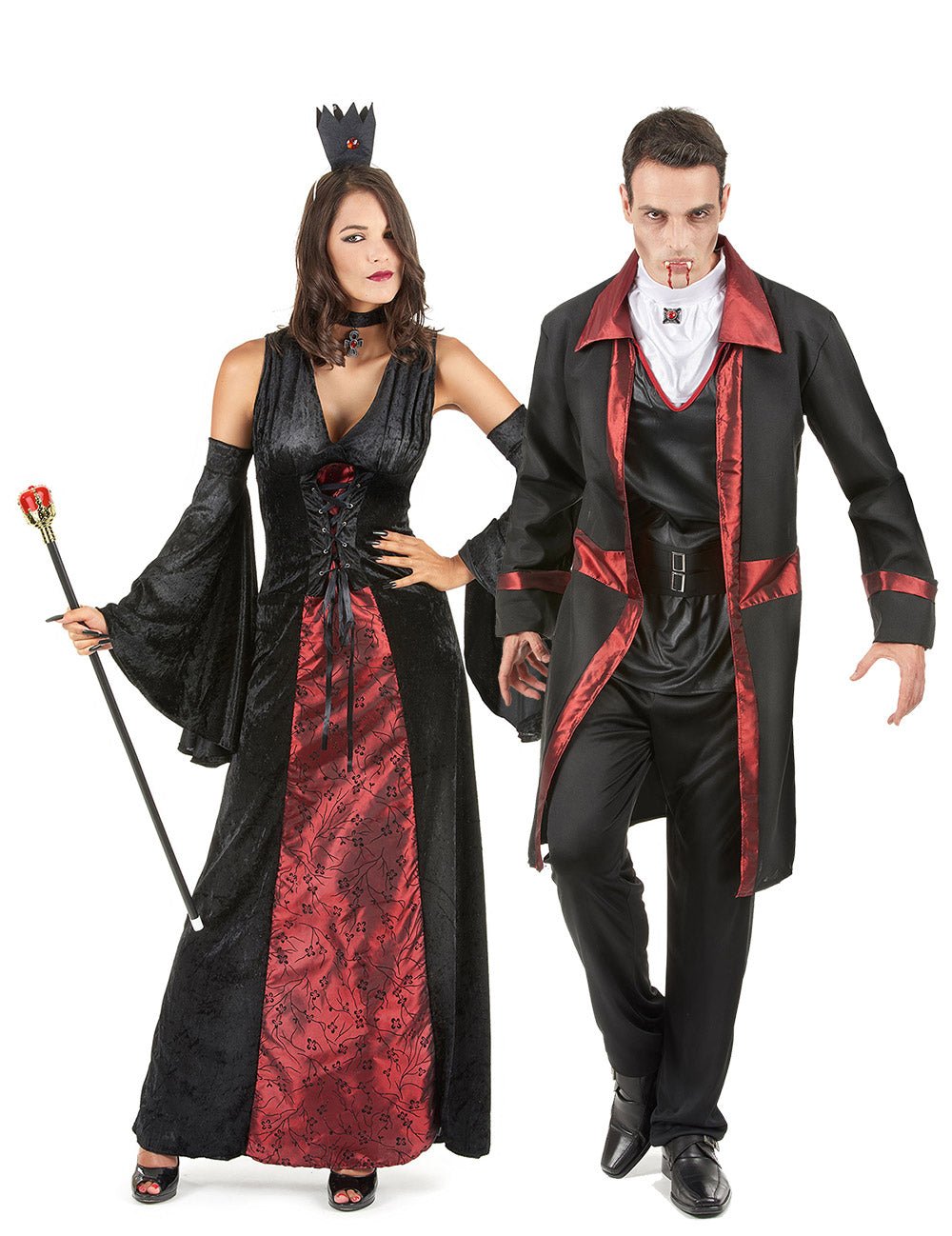 Schwarz-rot Vampir Paarkostüm
