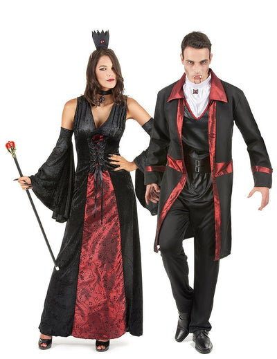 Schwarz-rot Vampir Paarkostüm