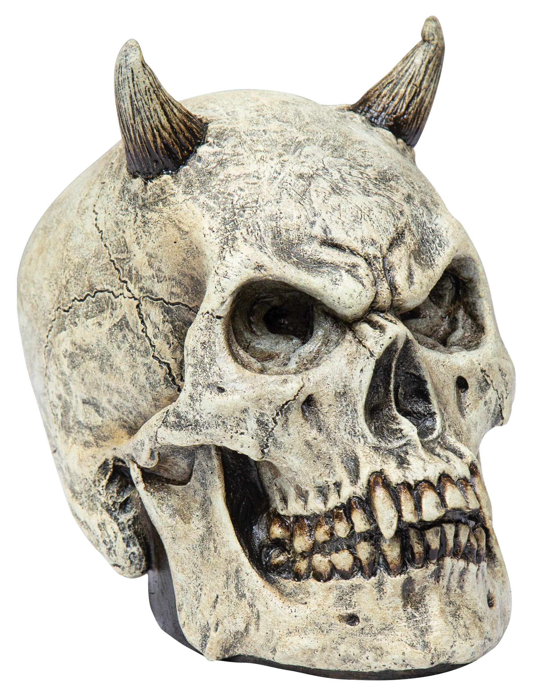 Tête de mort diable pour décoration beige avec cornes noires