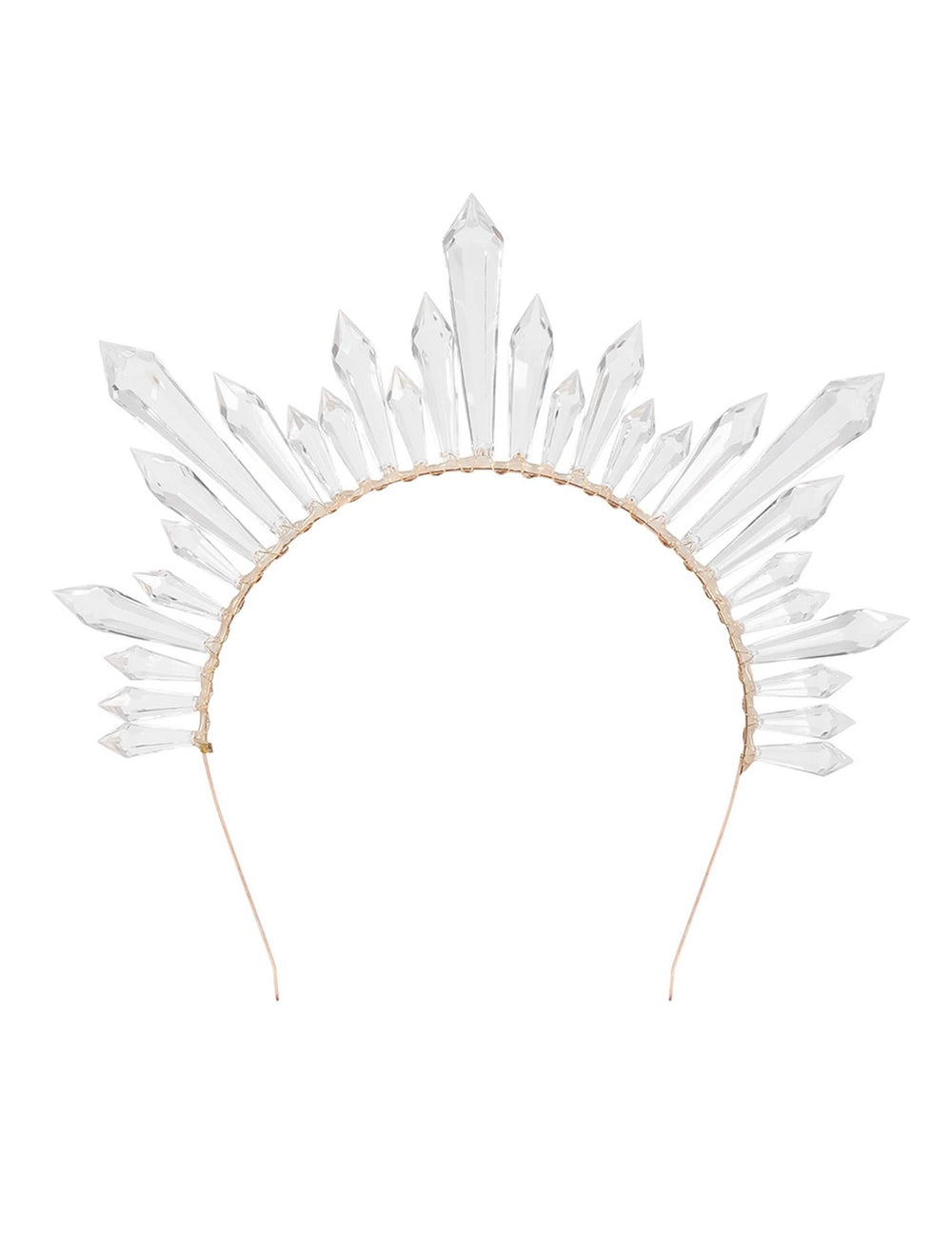 Vue de face de la tiare ornée de cristaux pour femme