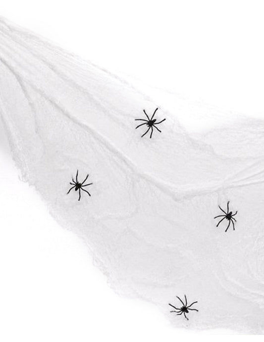 Luxuriöses weißes Spinnennetz mit 4 Spinnen 30 g