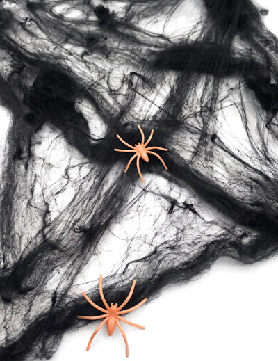 20 g Halloween Spinnennetz in Schwarz inklusive Spinnen