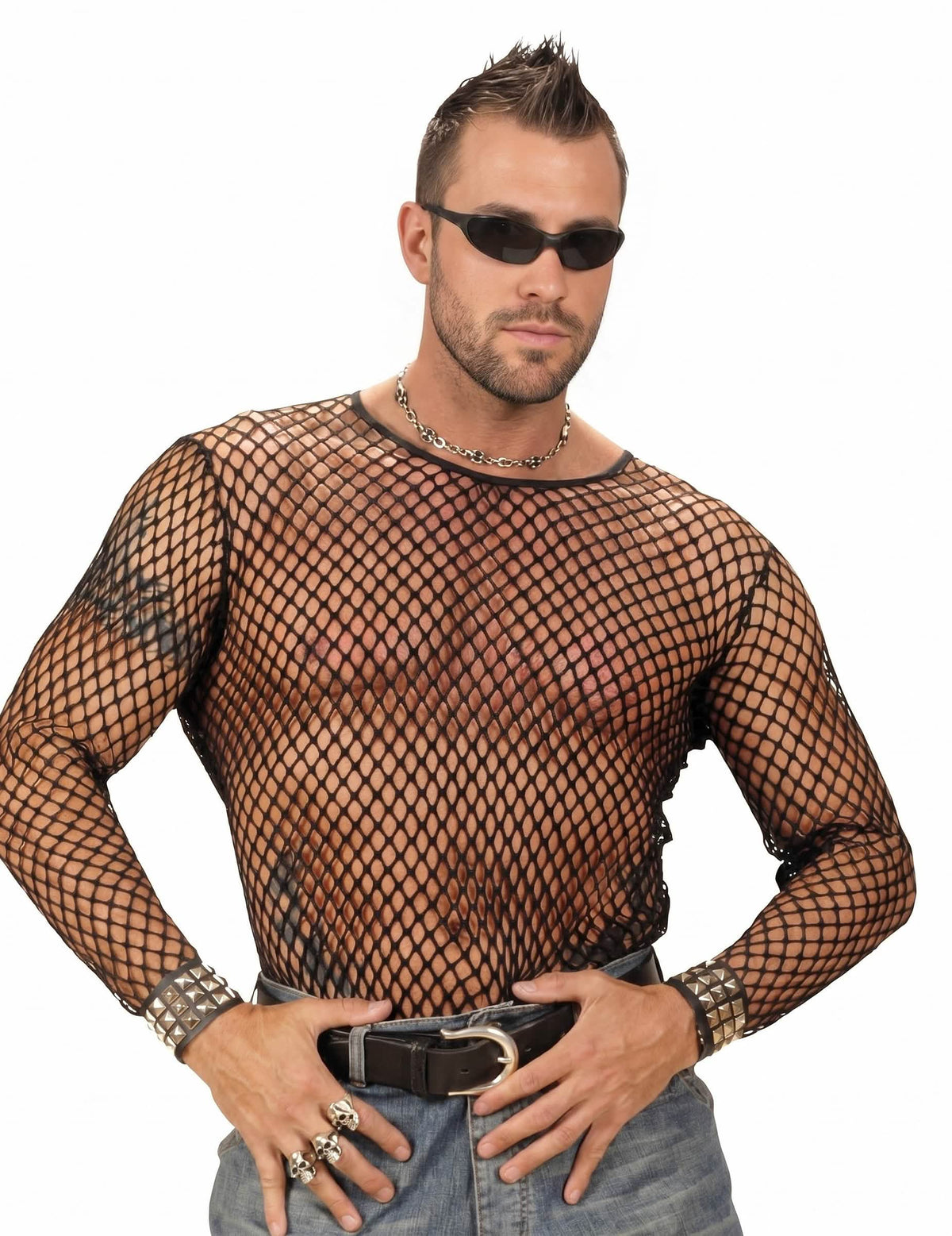 Netzhemd schwarz Herren