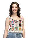 Top hippie floral en crochet pour adulte multicolore à motifs fleurs