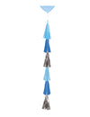 Traîne de ballon tassels en papier pour hélium bleu et argent