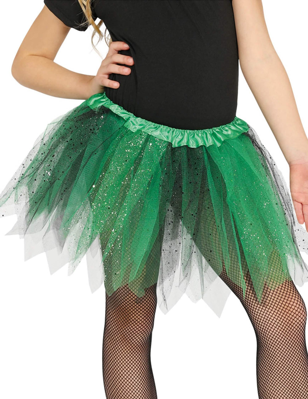 Tutu bicolore pour fille noir et vert à paillettes