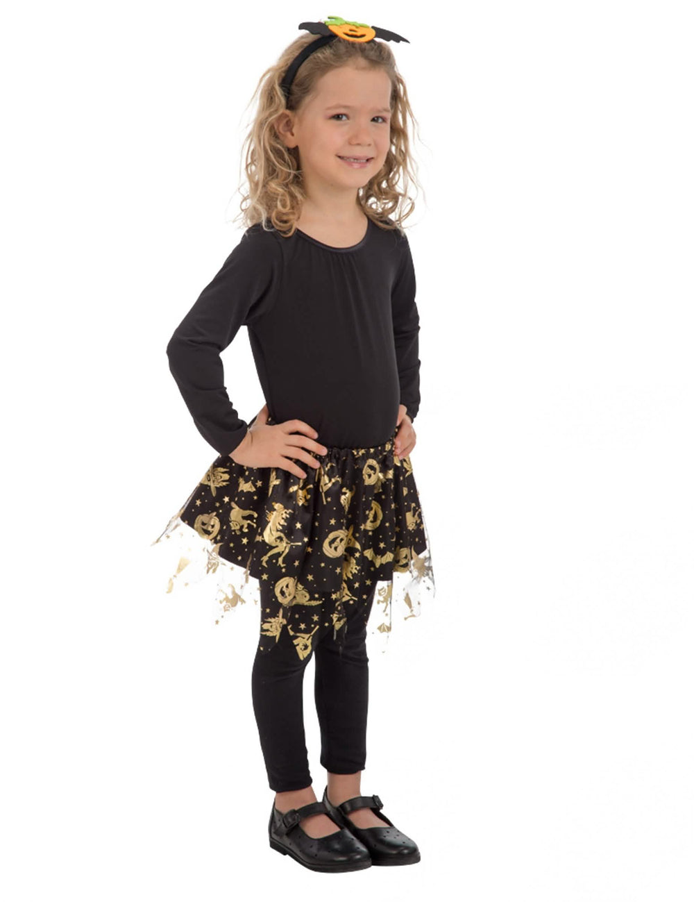 Tutu Halloween für Mädchen Schwarz und Farbe Gold