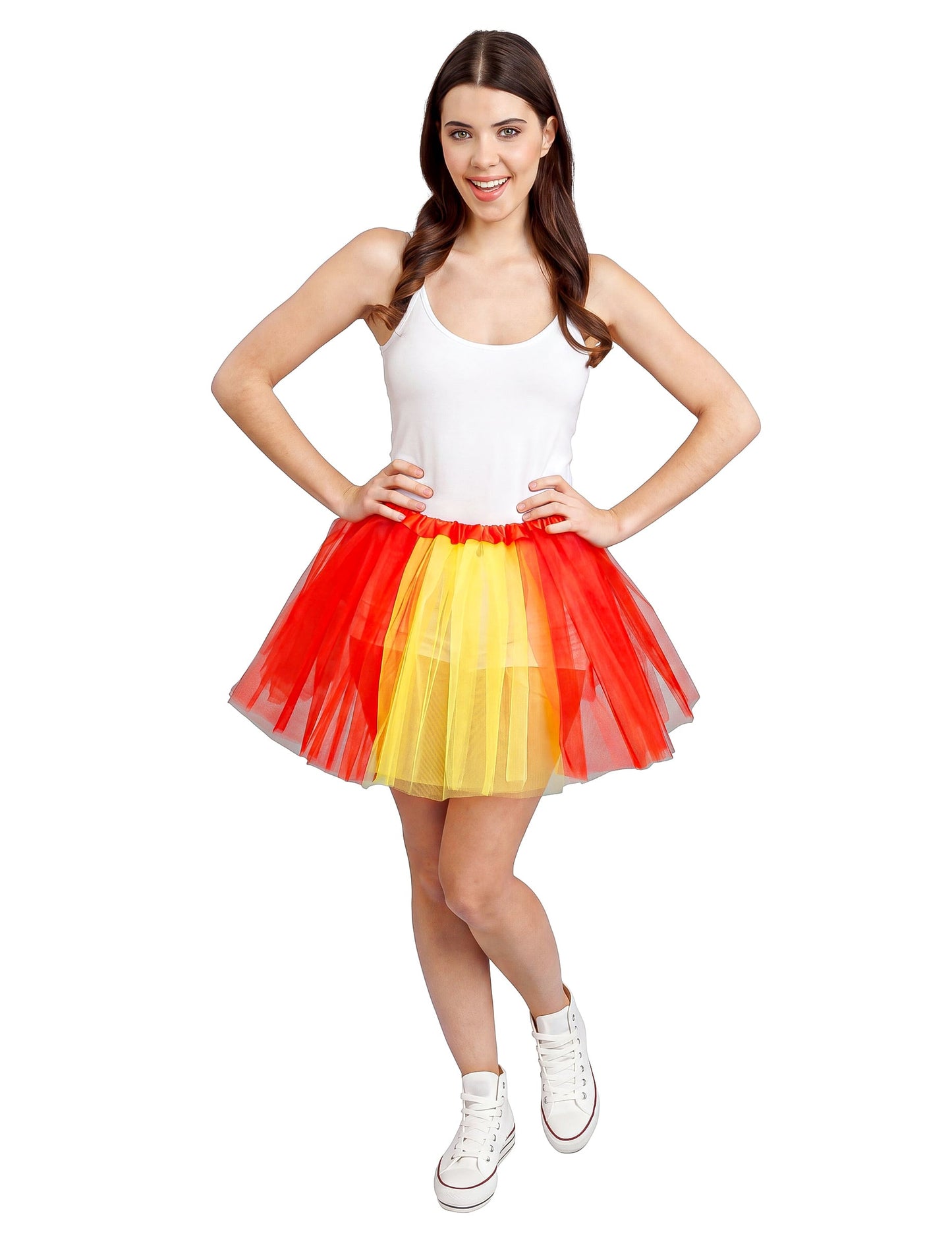 Roter und gelber Spanien-Tutu mit Stütze 39 cm