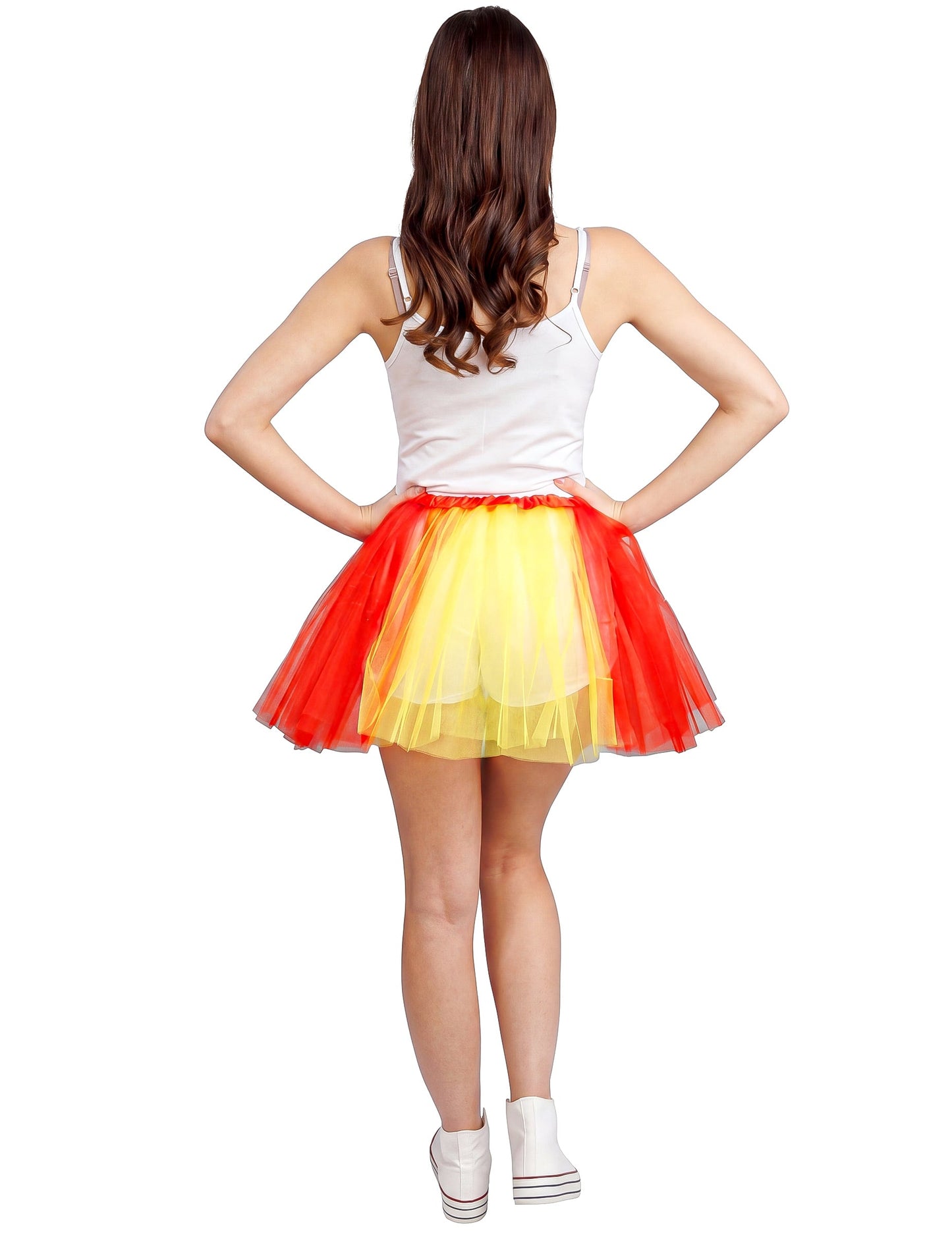 Roter und gelber Spanien-Tutu mit Stütze 39 cm