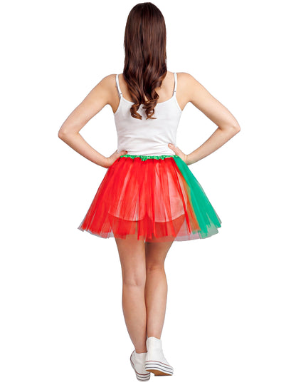 Rot-grüner Tutu-Rock mit Portugal-Motiv 39 cm