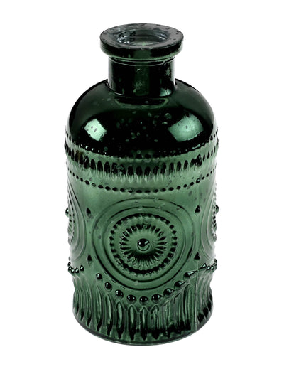 Glänzende Vintage-Vase aus Glas in Tannengrün 6 x 12 cm
