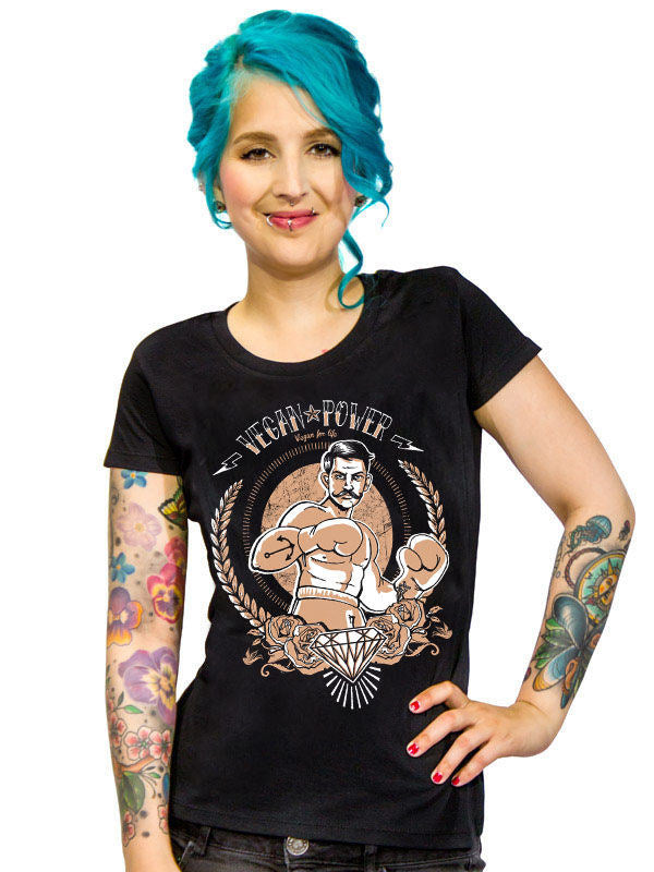 T-shirt Vegan Power pour femme noir