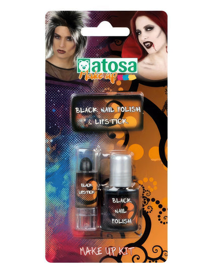 1 in 2 Schwarzer Nagellack und Lippenstift für Erwachsene Halloween