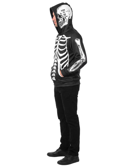Veste à capuche imprimé squelette adulte